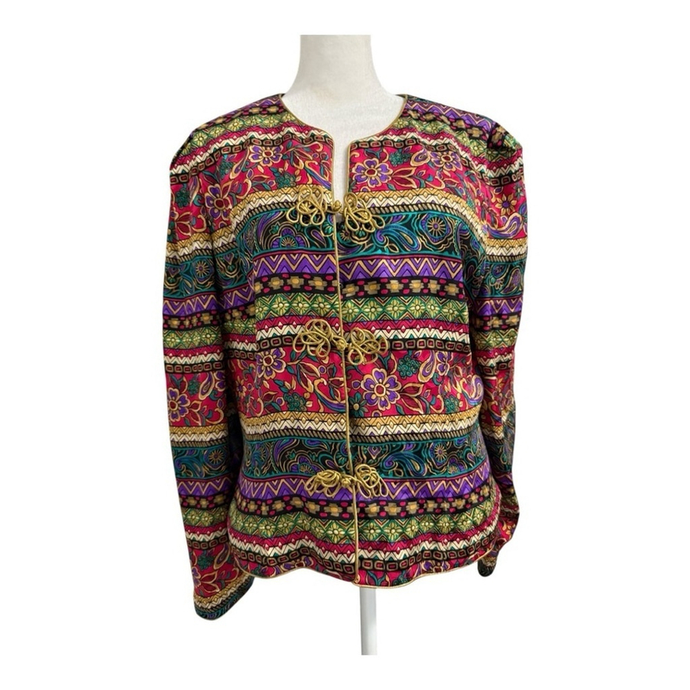 Active Seller! Vintage Maggie London Silk Baroque Print Blazer 80s/90s